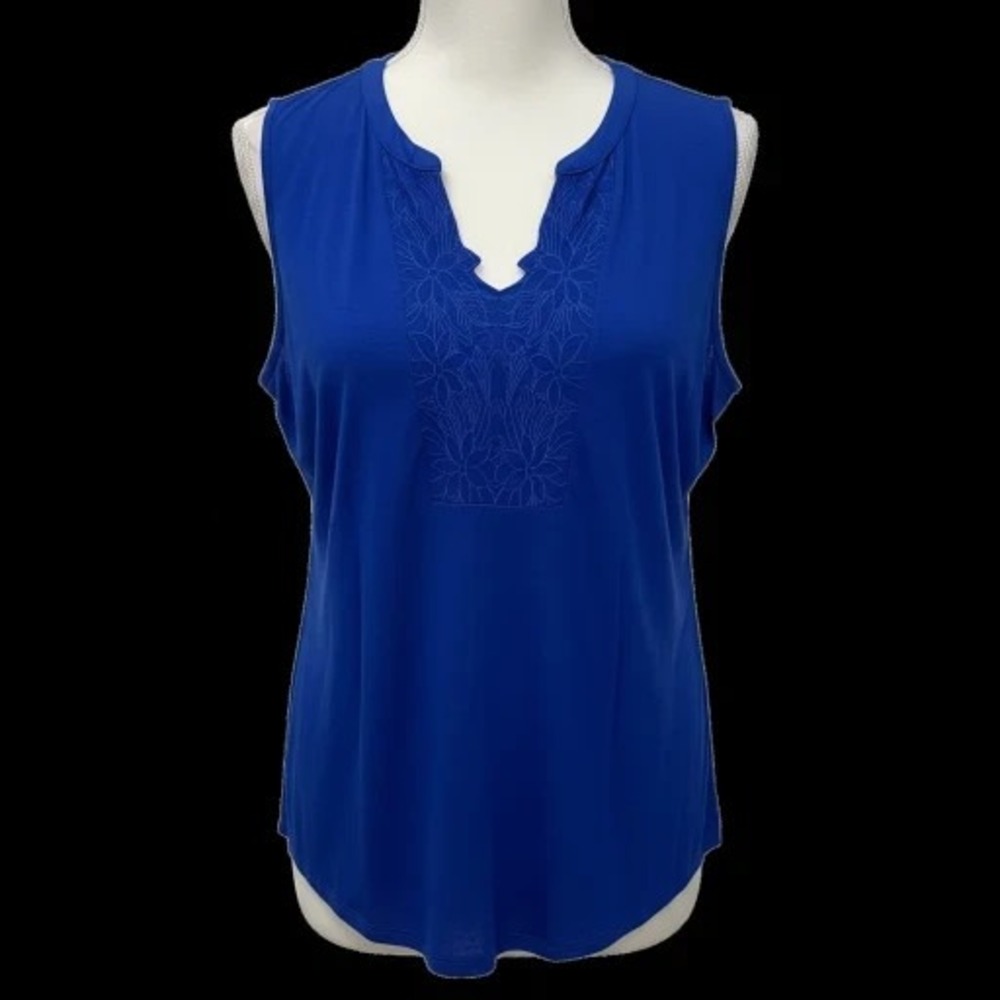 Cable And Gauge Size Large Womens Blue Sleeveless Casual Tank top